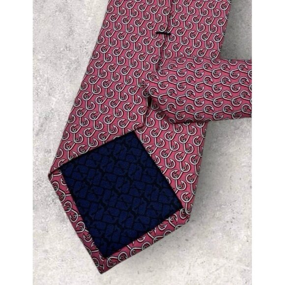 VINEYARD VINES Silk Tie USA Pink Fish Hook W:3.4" EUC - Picture 5 of 6